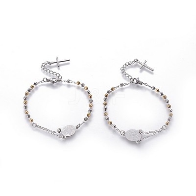 304 Stainless Steel Charm Bracelets BJEW-P258-17GP-1