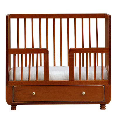 Dollhouse Miniature Wooden Mini Small Bed PW-WG1EEB8-01-1