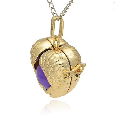 Golden Tone Brass Hollow Heart Cage Pendants KK-J241-04G-1