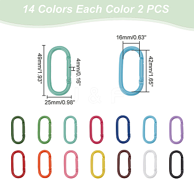 28Pcs 14 Colors Baking Paint Zinc Alloy Spring Gate Rings PALLOY-WR0001-11-1