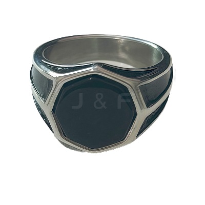 304 Stainless Steel with Glass Finger Rings for Men FS-WGAAEBE-08-1