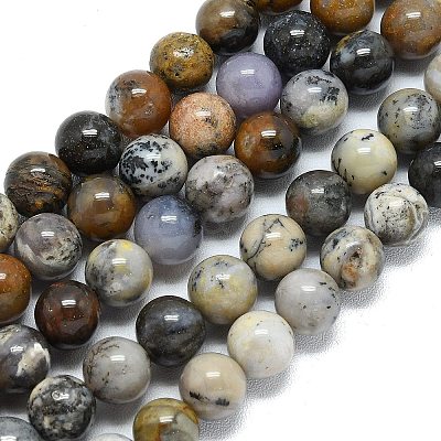 Natural Dendritic Opal Beads Strands G-R494-A23-03A-1