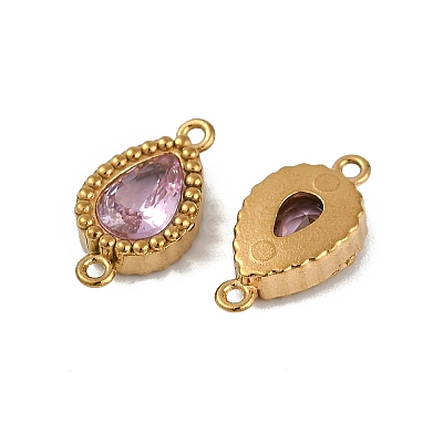 Ion Plating(IP) 304 Stainless Steel Cubic Zirconia Teardrop Links Connector Charms STAS-K256-23G-02-1