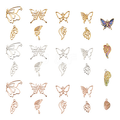 48Pcs 8 Style Alloy Open Back Bezel Pendants FIND-CW0001-13-1