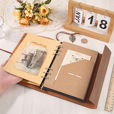 Rectangle Imitation Leather with Alloy Scrapbook DIY Binder Photo Album AJEW-WH20006-475A-1