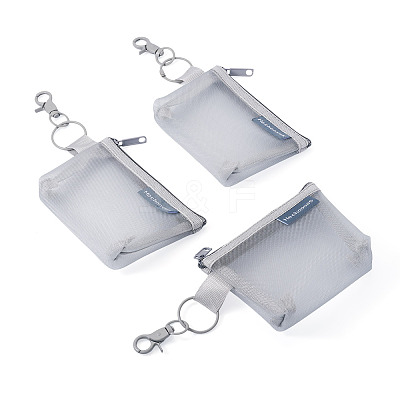 3Pcs Rectangle Nylon Mesh Zipper Wallets Pendant Decorations HJEW-TAC0106-1