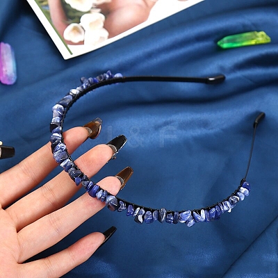 Natural Sodalite Hair Bands PW-WG3532A-12-1