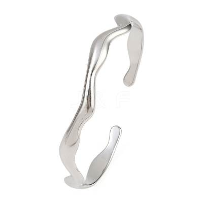 304 Stainless Steel Cuff Bangles for Women BJEW-B147-01P-1
