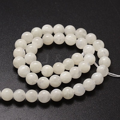 Natural White Moonstone Round Beads Strands X-G-E329-5-6mm-49-1