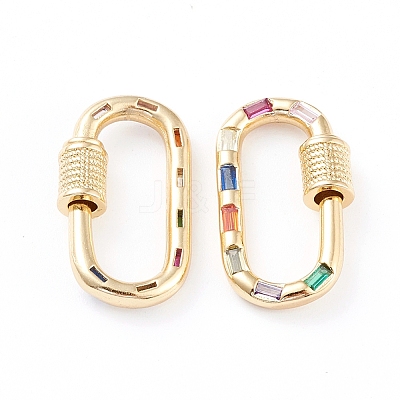 Brass Micro Pave Cubic Zirconia Screw Carabiner Lock Charms LS-ZIRC-L093-58B-G-1