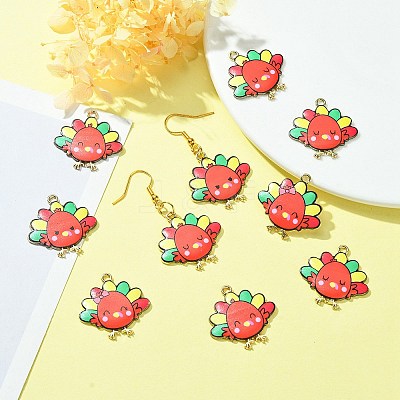 10Pcs 5 Style Cute Printed Alloy Pendants ENAM-YW0003-46B-1