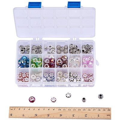 Brass & Alloy Rhinestone & Glass European Beads MPDL-NB0001-02-1