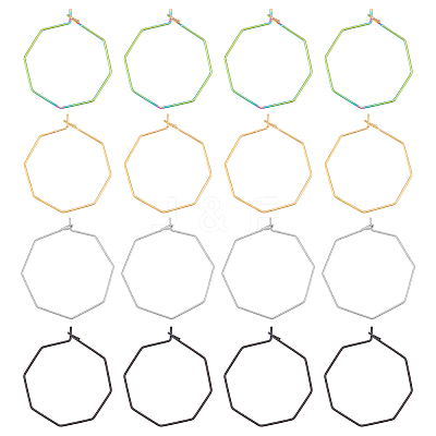 50Pcs 5 Colors Ion Plating(IP) 316 Stainless Steel Hoop Earrings Findings STAS-DC0003-93-1