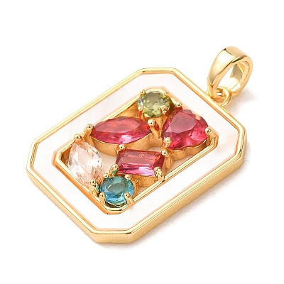 Brass Micro Pave Colorful Cubic Zirconia Pendants KK-C264-15G-1