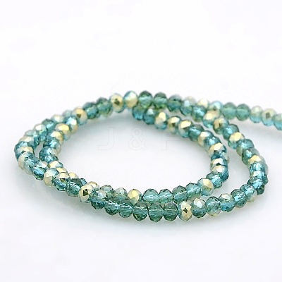 Half Rainbow Plated Faceted Rondelle Glass Beads Strands GLAA-A024B-HR13-1