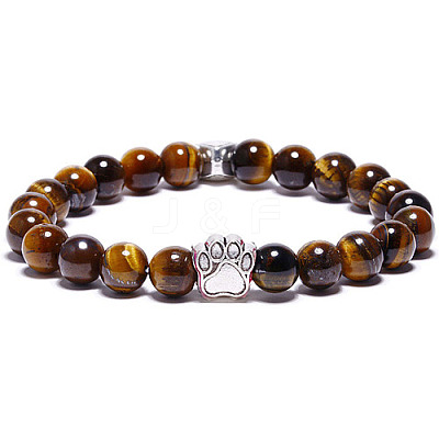 Natural Tiger Eye Bead Stretch Bracelets for Women Men XZ2326-9-1