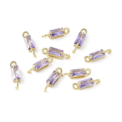 Brass Pave Cubic Zirconia Connector Charms KK-F892-53G-11-1