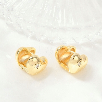 Brass Clear Cubic Zirconia Hoop Earrings EJEW-Q016-07G-1