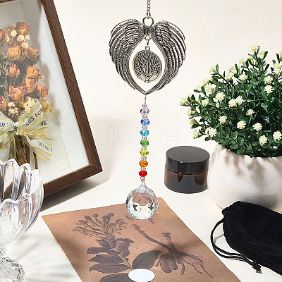 1Pc Heat Transfer Alloy Angel Wing Hanging Ornaments HJEW-BBC0001-15-1
