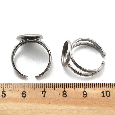 Non-Tarnish 304 Stainless Steel Cuff Ring Settings STAS-E202-02C-P-1