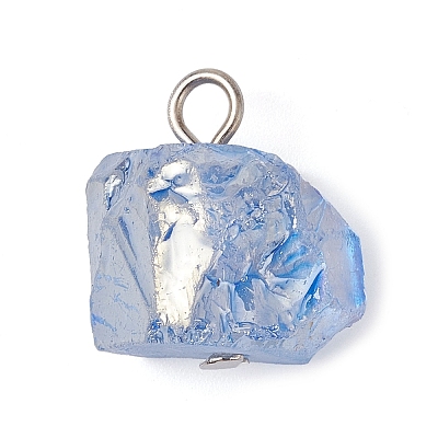 Electroplated Natural Quartz Beads Pendants PALLOY-JF02458-02-1
