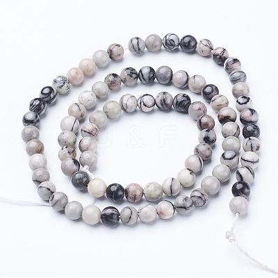 15 inch Black Silk Stone/Netstone Strands GSR4mmC137-1