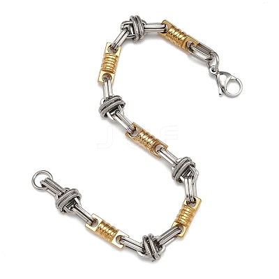 Ion Plating(IP) Two Tone 201 Stainless Steel Column & Oval Link Chain Bracelet BJEW-B078-30GP-1