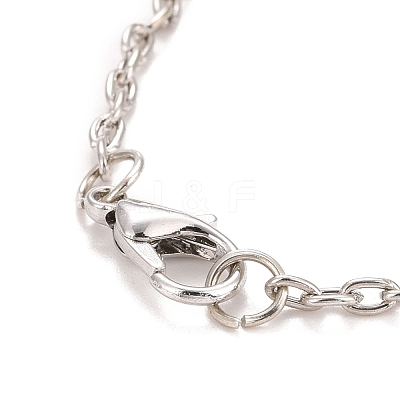 Rectangle with Word I Love You 304 Stainless Steel Pendant Necklace with Alloy Cable Chain for Women NJEW-M192-01P-1