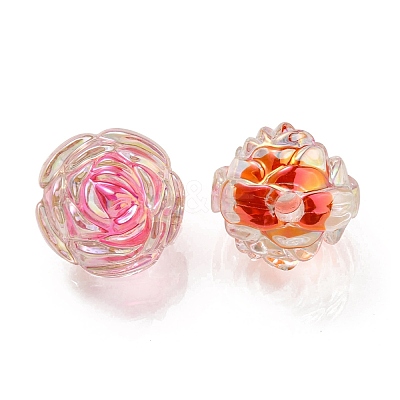 UV Plating Rainbow Iridescent Acrylic Beads OACR-P010-20-1