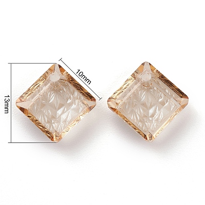 Embossed Glass Rhinestone Pendants GLAA-J101-03A-001GS-1
