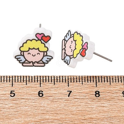 Wood Stud Earrings EJEW-M063-01E-1