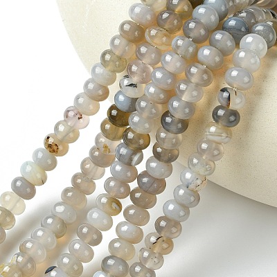 Natural Grey Agate Stone Beads Strands G-S105-8mm-03-1