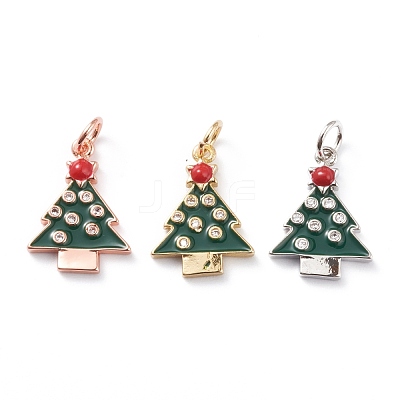 Christmas Style Brass Micro Pave Clear Cubic Zirconia Pendants ZIRC-Z008-02-1