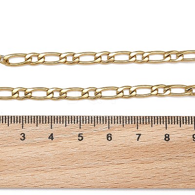 Ion Plating(IP) 304 Stainless Steel Figaro Chain Bracelets BJEW-I274-03G-1