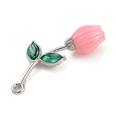 Alloy Resin Flower Pendants PALLOY-U003-06P-02-1