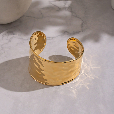 Minimalist Hammered 304 Stainless Steel Cuff Bangles PQ4514-1