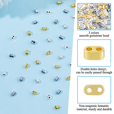 300Pcs 3 Colors Electroplated Non-magnetic Synthetic Hematite Bead G-DC0001-44-1