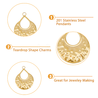 24Pcs 3 Colors 201 Stainless Steel Pendants Ion Plating(IP) STAS-DC0013-49-1