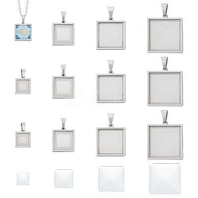 DIY Blank Square Pendant Making Kit DIY-UN0005-47-1