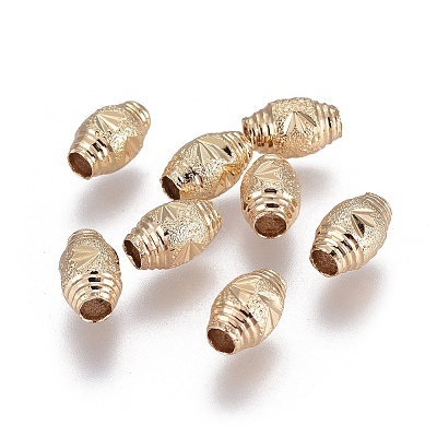 Electroplate Brass Textured Beads KK-F789-30G-1