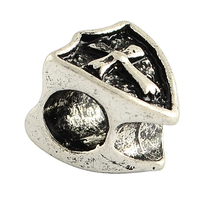 Tibetan Style Alloy European Large Hole Beads TIBEB-8001-AS-RS-1