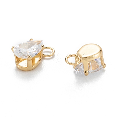 Brass Clear Cubic Zirconia Charms ZIRC-G170-13-1
