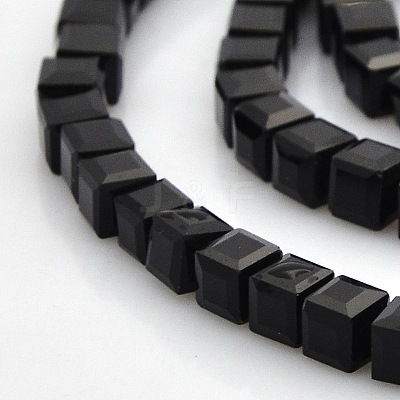 Faceted Cube Glass Beads Strands GLAA-A031-4mm-02-1