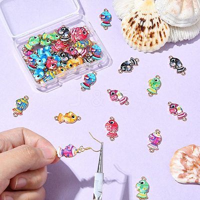 45Pcs 9 Colors Alloy Enamel Connector Charms FIND-CJ0002-85-1
