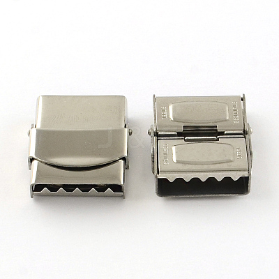 Tarnish Resistant Smooth Surface 201 Stainless Steel Watch Band Clasps STAS-R063-83-1