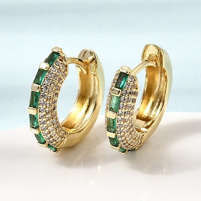 Brass Micro Pave Cubic Zirconia Hoop Earrings KK-CBA8324-22G-03-1