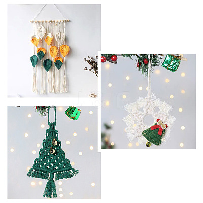 3Pcs 3 Style Christmas Theme Cotton Weave Pendant Decorations HJEW-CF0001-13-1
