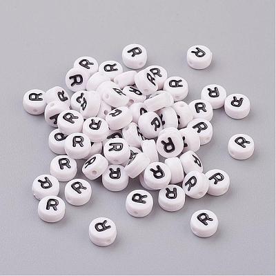 Acrylic Horizontal Hole Letter Beads X-PL37C9070-R-1