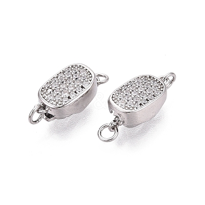 Brass Micro Pave Clear Cubic Zirconia Box Clasps KK-Q074-04P-1