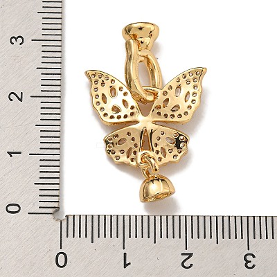 Brass Micro Pave Cubic Zirconia Fold Over Clasps KK-U037-10G-01-1